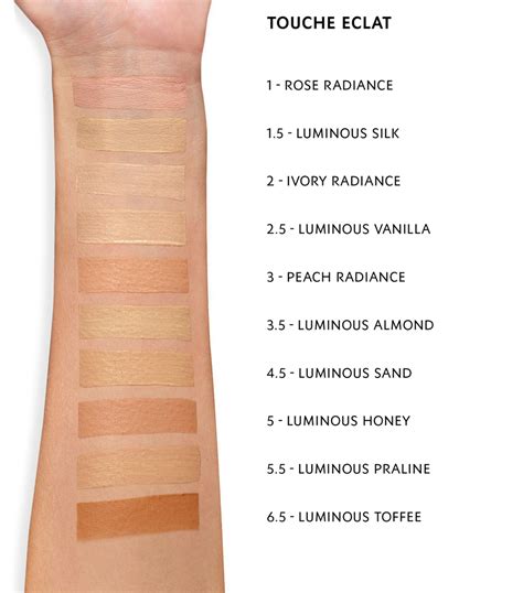 ysl touche eclat 3.5 swatch|ysl touche eclat shade chart.